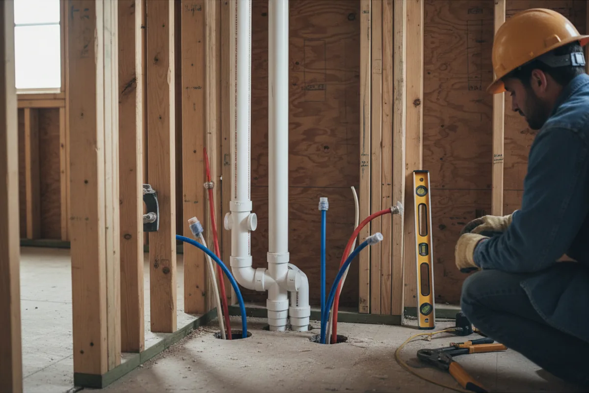 Drain and supply rough-in during Leak Detection in Hudgins